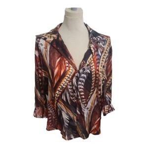 Stark x 3/4 sleeve feather blouse